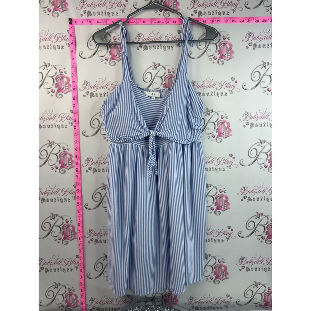 Ripe Dress tie up ribbon bow stripes Blue and White Striped Tie-Front Sundress